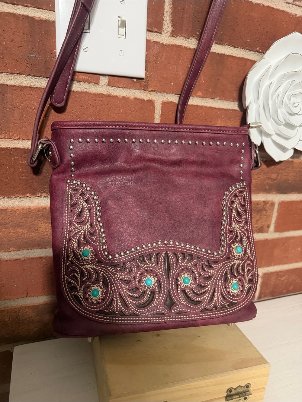 Montana West Concealed Carry Stud and Conchos Crossbody Purse
